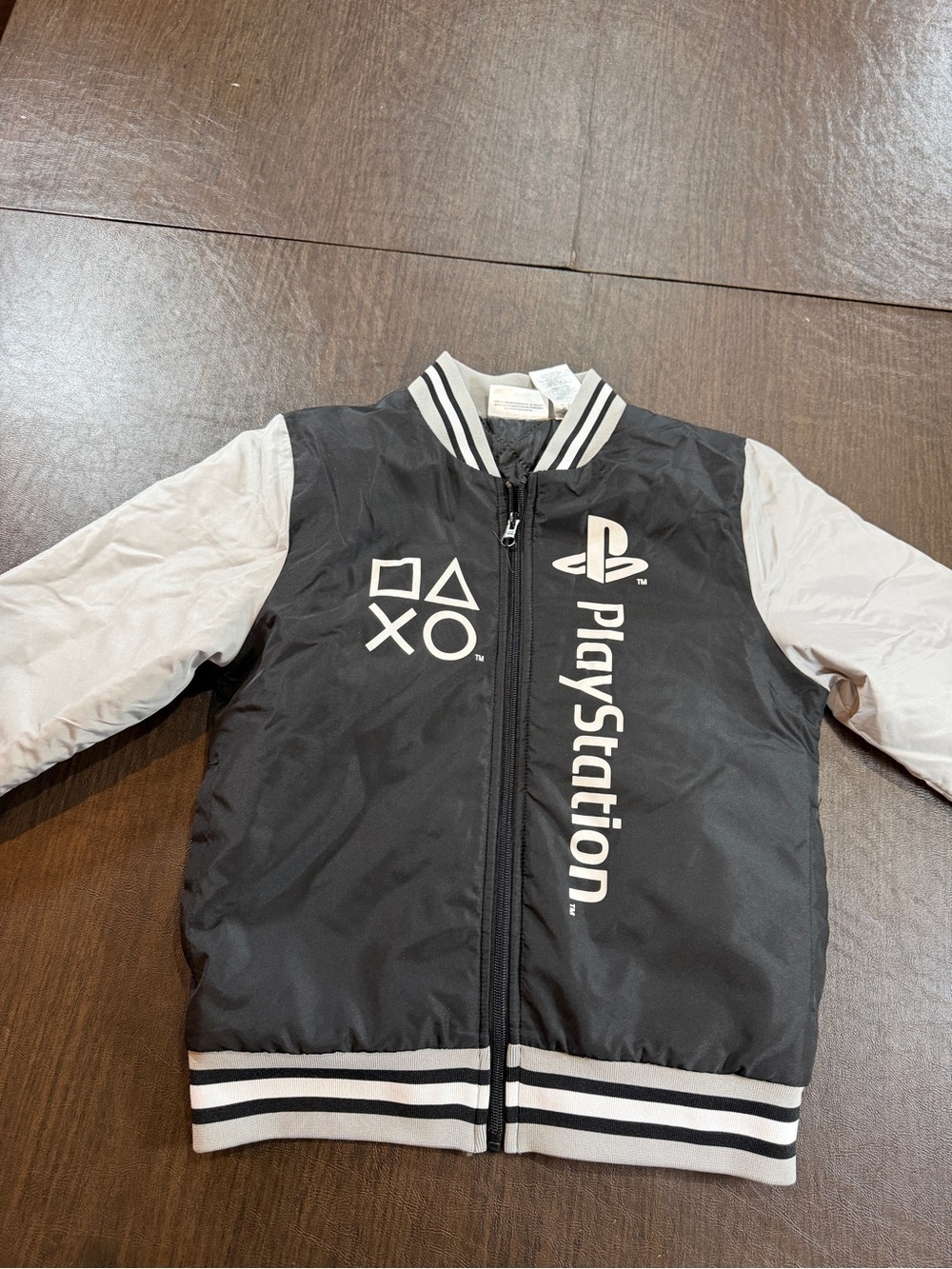 PlayStation Black and White Zip Up Bomber Jacket Sz 8